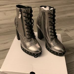 Aldo, silver combat boots 7.5, new in box